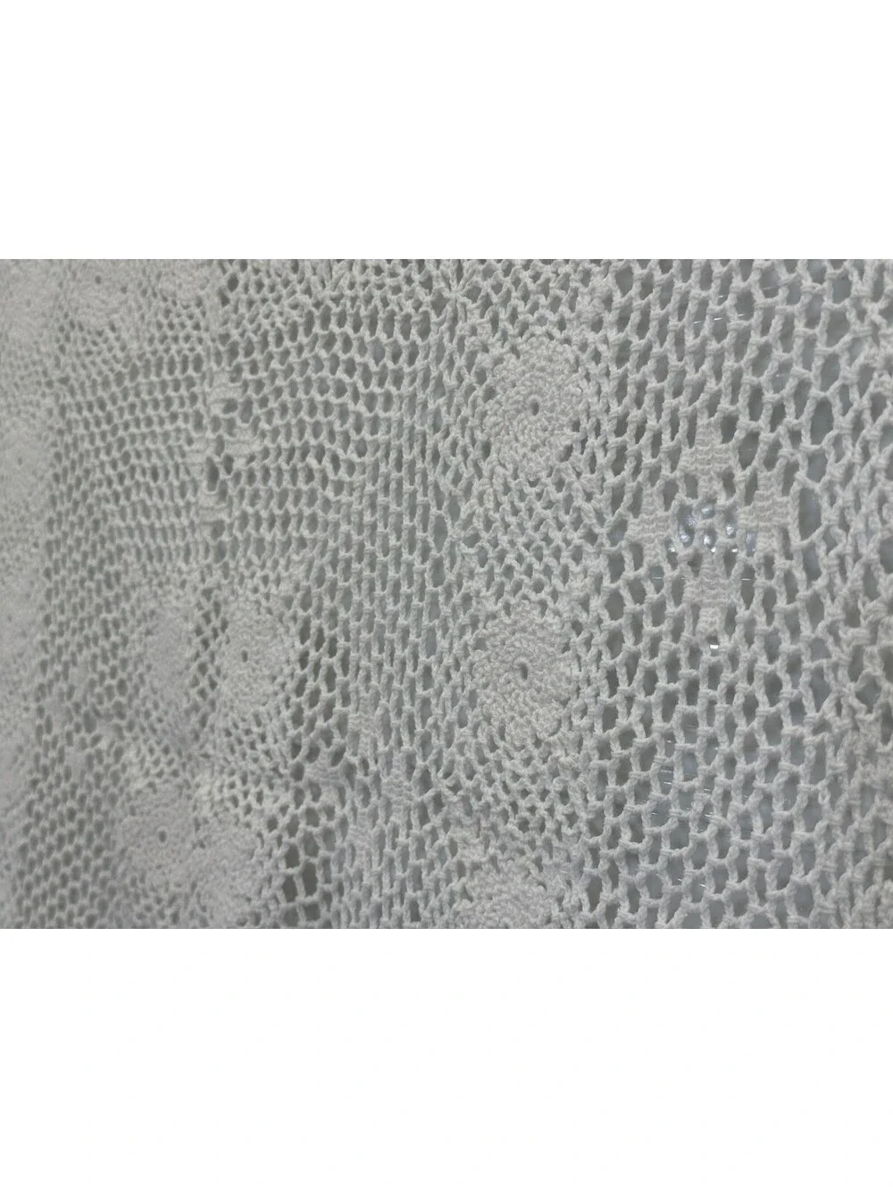 Vintage Crochet Tablecloth Topper Floral Pattern Cream White Scallop Edge 34x37